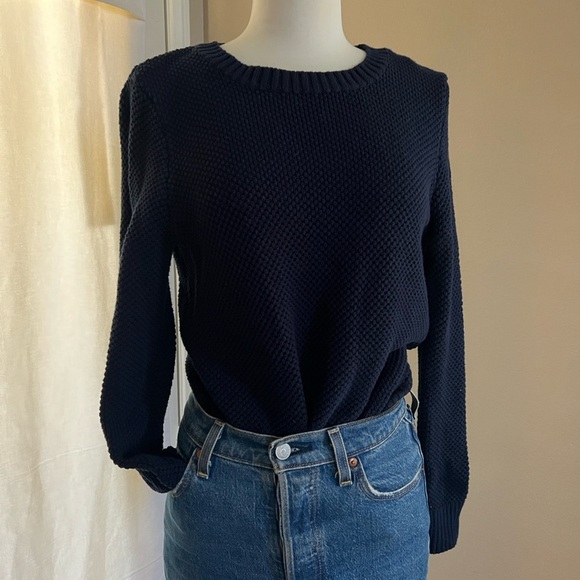 Appleseed’s Petites Knit 100% Cotton Sweater Navy - Picture 1 of 4